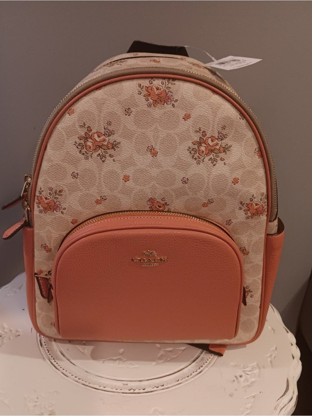 NWT ❤️ Coach Court Backpack In Signature Canvas With Floral Print cas40